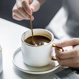 Green Ceramics Coffee latte mug Drinkware Soy Milk Breakfast cup fine bone china cute tumbler tea cups and saucer Spoon set
