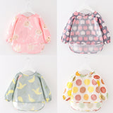 Baby Bandana Bibs Cute Cartoon Bibs Waterproof Infant Eating Children Drawing Long Sleeve Apron Baby Self Feeding Bib