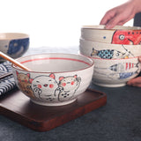 FANCITY Japanese Underglaze Hand-painted 7-inch Ceramic Household Ramen Bowl Soup Bowl Commercial Restaurant Noodle Bowl Large