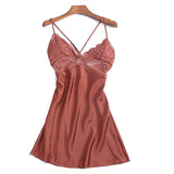 Summer Sexy Night Dress Lace Nightgown Women New Lingerie Backless Lace V-neck Nightwear Satin Nightdress With Pad Homewear