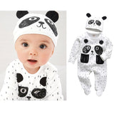 Newborn Infant Baby Boys Romper Clothes Cotton Cute Cartoon Print Long Sleeve Jumpsuit+Hat 2 Pcs Toddler Baby Clothes Outfits