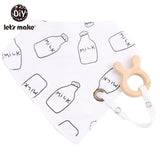 Let's Make Baby Stuff Bibs & Burp Cloths 1pc Cotton Bib Cartoon Silicone Teether BPA Free Baby Things Feeding Baberos Burp Cloth
