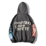 Kanye West Graffiti Letter Print Plus Velvet Sweatshirt Men Harajuku Fleece Hoodie Hip Hop Stranger Things Hooded Hoodies