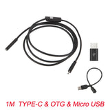 7mm Endoscope Camera Flexible IP67 Waterproof Micro USB Inspection Borescope Camera for Android PC Notebook 6LEDs Adjustable