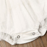 Summer Newborn Baby Girl Jumpsuits Clothes Sleeveless Solid Color White Lace Flower Ruffle Romper One-piece Outfit Sunsuit