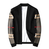 European and American luxury spring and autumn men's classic Plaid knitted cardigan sweater casual large Long Sleeve Jacket
