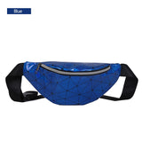 AIREEBAY Holographic Waist Bags Women Silver Fanny Pack Female Belt Bag Black Geometric Waist Packs Laser Chest Phone Pouch