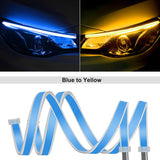 ANMINGPU 1pair Bright Flexible DRL LED Strip Turn Signal White Yellow Sequential LED Daytime Running Lights for Cars Headlight