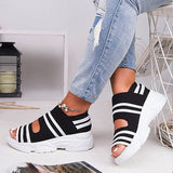Women's Crystal Bling Wedge Comfortable Breathable Comfy Ladies Slip-on Sandal