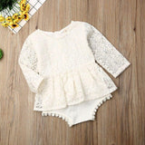 0-24 Months  Newborn Baby Girl Flower Clothes Long Sleeve Lace Romper Dress One-Pieces Outfit - shopwishi 