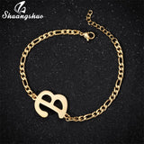 A-Z Letter Jewelry Personalize Initial Bracelets Bangles for Women Stainless Steel Alphabet Charm Bracelet Name Bijoux Pulseiras