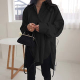 Stylish Solid Shirts Women's Asymmetrical Blouse ZANZEA Casual Lace Up Blusas Female Button Lapel Shirt Oversized Tunic