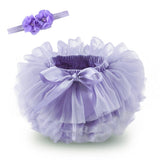 Baby girl tutu skirt 2pcs tulle lace bloomers Newborn infant outfits  Mauv headband flower set Baby mesh bloomer