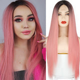 AZQUEEN Synthetic Hair Wig For Women Black Ombre Blue Long Straight 30 inch Can Be Cosplay Wigs Heat Resistant Middle Part Wigs