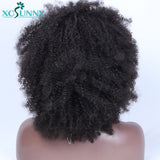 Afro Kinky Curly Wig With Bangs Full Machine Made Scalp Top Wig 200 Density Remy Brazilian Short Curly Human Hair Wigs Xcsunny