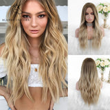 Blonde Unicorn Long Blonde Synthetic Wig for Black White Women Daily Use Middle Part Hair Wigs Water Wave Heat Resistant Fiber