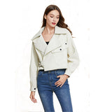 Fitaylor New Autumn Women Faux Leather Jacket Pu Motorcycle Biker Red Coat Turndown Collar Loose Streetwear Black Punk Outerwear