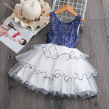 Summer  Girls Lace Cake Dress Kids Sleeveless Floral Mesh Wedding Dresses Children Clothing For Baby Girls 3 to 8 Years