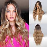 Blonde Unicorn Long Blonde Synthetic Wig for Black White Women Daily Use Middle Part Hair Wigs Water Wave Heat Resistant Fiber
