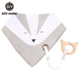 Let's Make Baby Stuff Bibs & Burp Cloths 1pc Cotton Bib Cartoon Silicone Teether BPA Free Baby Things Feeding Baberos Burp Cloth