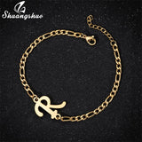 A-Z Letter Jewelry Personalize Initial Bracelets Bangles for Women Stainless Steel Alphabet Charm Bracelet Name Bijoux Pulseiras