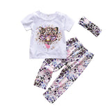 Summer Newborn Infant Baby Girl Clothes Daddy is my Hero Short Sleeve T-shirt Tops+Pants+Headband Toddler Outfits Set