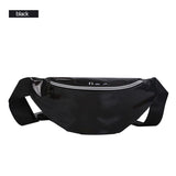 AIREEBAY Holographic Waist Bags Women Silver Fanny Pack Female Belt Bag Black Geometric Waist Packs Laser Chest Phone Pouch