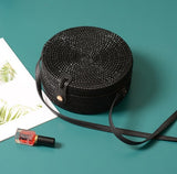 Round Woven Straw Rattan Bodybag