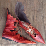 Women Gothic Medieval Retro Elf Witch Leaves Lace Up Shoes Cosplay Costume British Style Men Palace Carnival Party Knight Boots