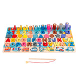 Montessori Educational Wooden Toys Seven in one Number Plate Preschool Children's Fishing Puzzle Baby Early Education Math Toys