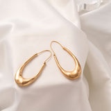 Gold Plated Circle Earrings ensitive Ears Stainless Steel Earring Women's Fashion Simple Style oval Earring Smooth