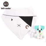 Let's Make Baby Stuff Bibs & Burp Cloths 1pc Cotton Bib Cartoon Silicone Teether BPA Free Baby Things Feeding Baberos Burp Cloth