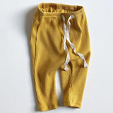 Baby Boys Girls Solid Leggings Toddler Ribbed Pp Pants Little Boy Casual Harems Pants Kids Trousers Bottoming Pant