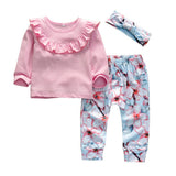 3Pcs Newborn Baby Girls Clothes Set Letter You Make Me Smile Long Sleeve Tops Casual Pants and Headband Infant Clothing Outfits