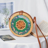 Round Woven Straw Rattan Bodybag