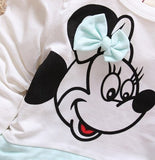 New Hot Fashion Cute Minnie Stitching Dress Pure cotton Long Sleeve Female Baby Cartoon Print Mini Knee