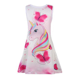 2022 Girls Dress Summer Butterfly Unicorn Print Baby Girls Dresses Party Princess Dress Sleeveless Birthday Christmas Gift Clot