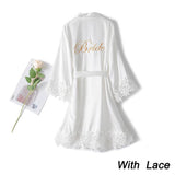 Summer Lace Sleepwear for Bride & Bridesmaid Wedding Robe Gown Solid Embroidery Kimono Bathrobe