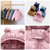 Cute 1- 5y baby girls jacket kids boys Light down coats with ear hoodie spring girl clothes infant children's clothing  for boys