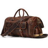 Vintage Big Capacity Men Cow Leather Travel Bag Durable Genuine Leather Tote Travel Bag