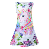 2022 Girls Dress Summer Butterfly Unicorn Print Baby Girls Dresses Party Princess Dress Sleeveless Birthday Christmas Gift Clot
