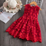 Summer  Girls Lace Cake Dress Kids Sleeveless Floral Mesh Wedding Dresses Children Clothing For Baby Girls 3 to 8 Years