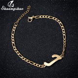A-Z Letter Jewelry Personalize Initial Bracelets Bangles for Women Stainless Steel Alphabet Charm Bracelet Name Bijoux Pulseiras