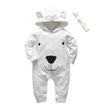 2Pcs Baby Girls Romper Cartoon Rabbit Pattern Cotton Long Sleeve Jumpsuit+Headband Outfits Set Newborn Infant Clothes
