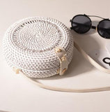 Round Woven Straw Rattan Bodybag