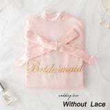 Summer Lace Sleepwear for Bride & Bridesmaid Wedding Robe Gown Solid Embroidery Kimono Bathrobe