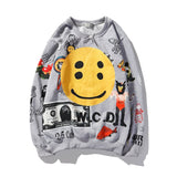 Kanye West Graffiti Letter Print Plus Velvet Sweatshirt Men Harajuku Fleece Hoodie Hip Hop Stranger Things Hooded Hoodies