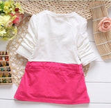 New Hot Fashion Cute Minnie Stitching Dress Pure cotton Long Sleeve Female Baby Cartoon Print Mini Knee
