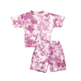 Infant Baby Girls Tie-dye Printed Clothes Sets For 1-5Y Summer Short Sleeve Print Boy T Shirts Tops+Shorts Pants Kids Boy Suits