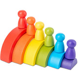 Montessori Children's Wooden Stack Balance Rainbow Blocks